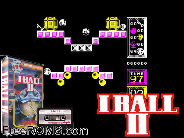 I-Ball 2 - Quest for the Past (UK) (1987) [a1] Amstrad CPC game showing 3D box cover and gameplay screenshot